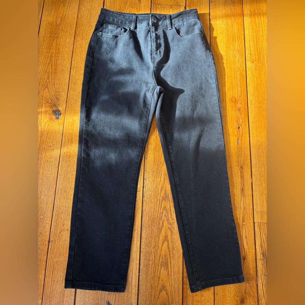 Cider Black Straight Leg Jeans High Rise Stretch Denim Size M